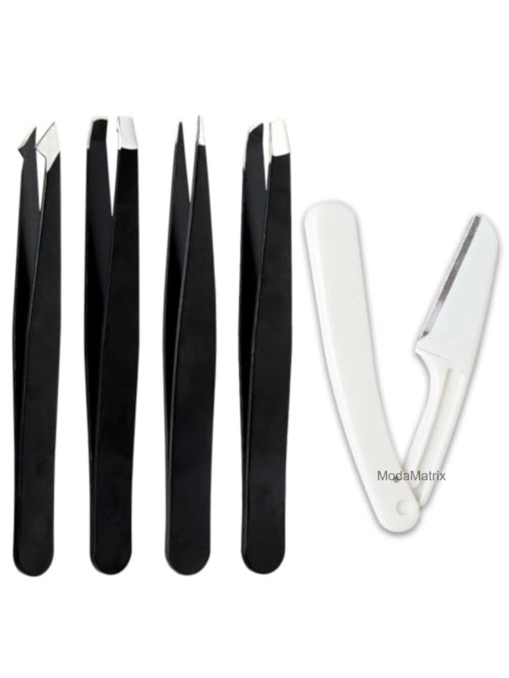 Precision Stainless Steel Tweezers Set for Women Face and Brow 5 Piece